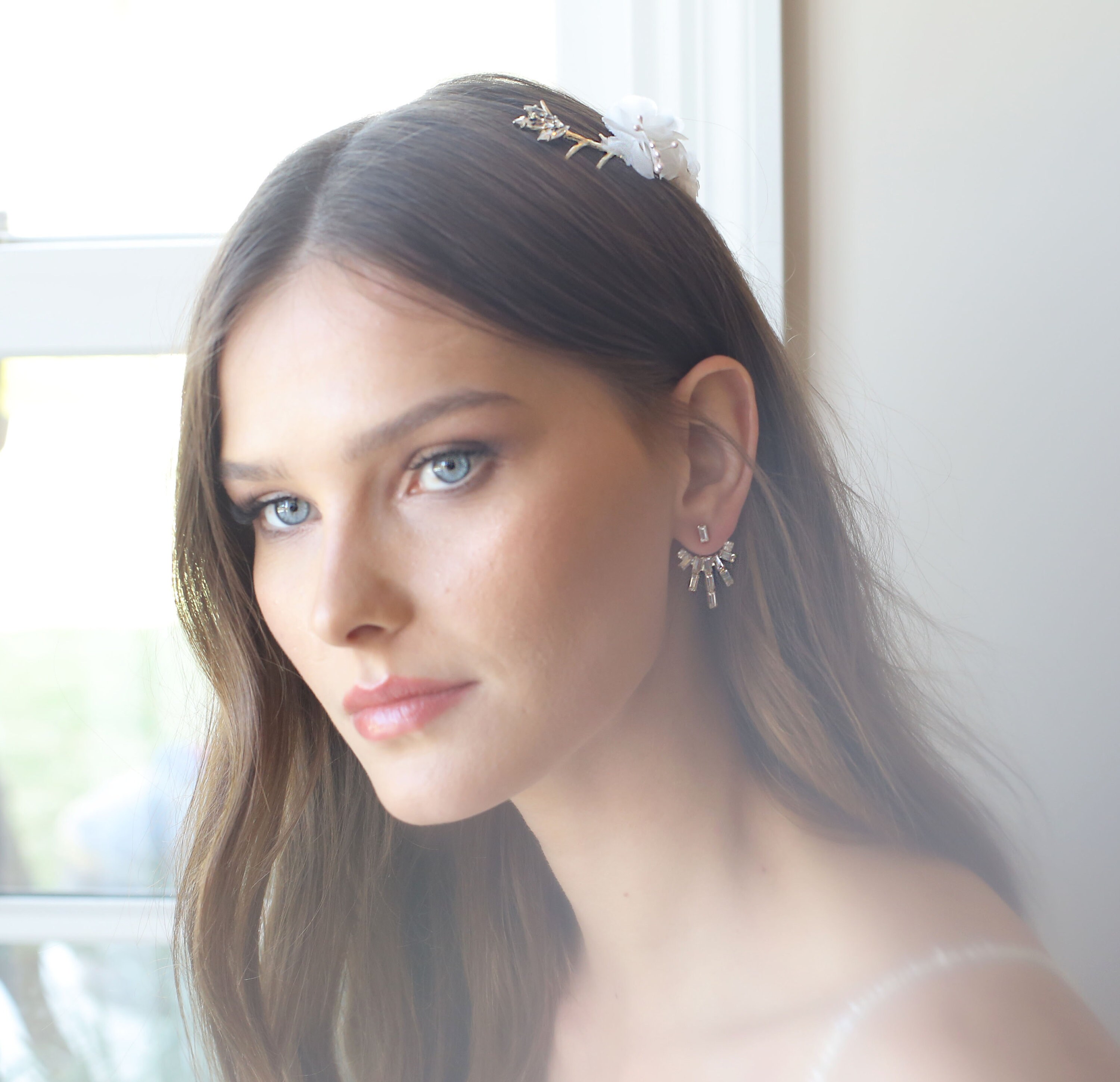 Bridal Ear Jacket Gold Ear Jacket Crystal Earjacket Silver Etsy