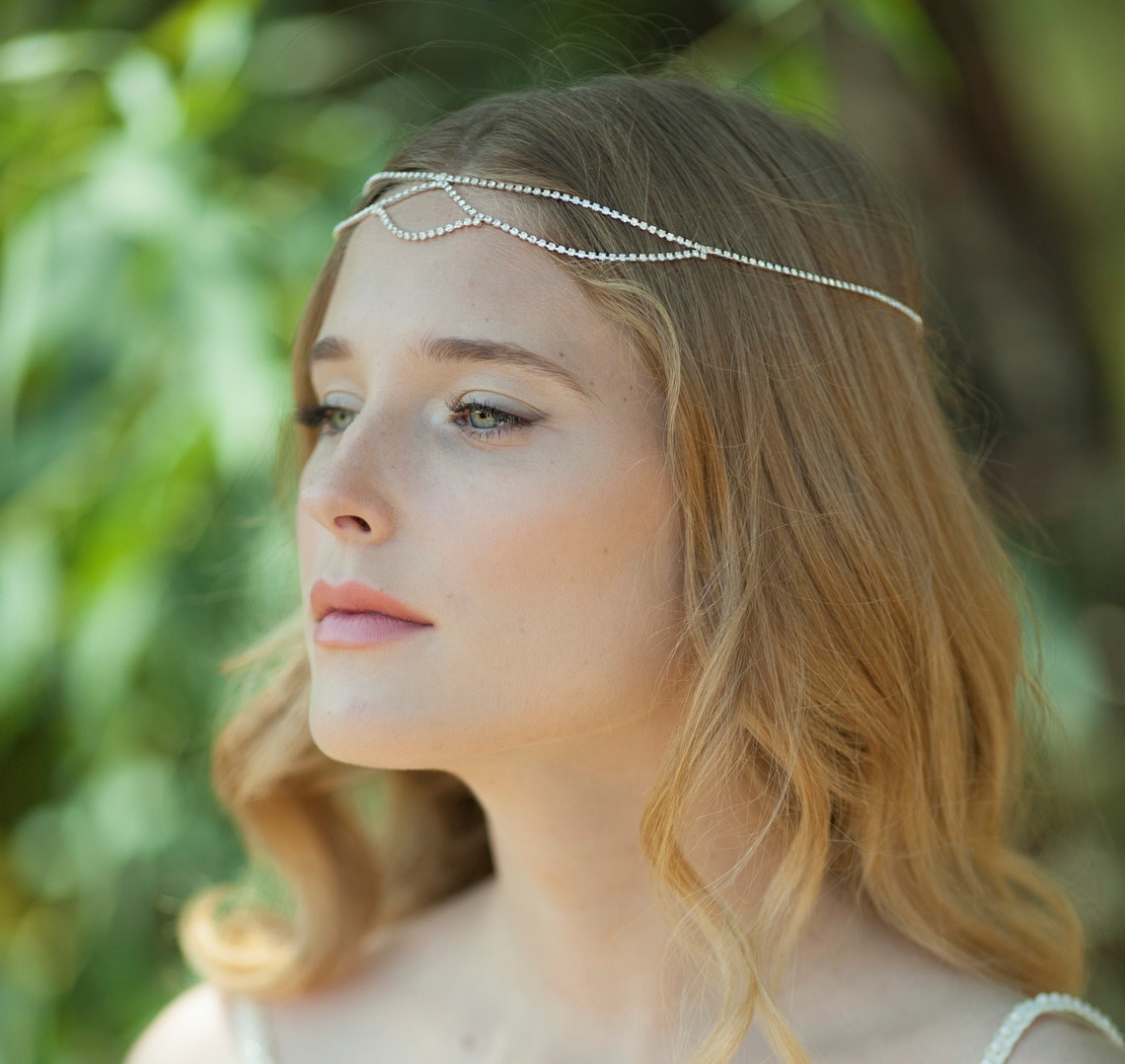 Boho Bridal Headband Bridal Head Chain Etsy
