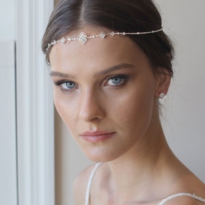 Boho Bridal Headband, Bridal Head Chain, Bridal Headpiece, Boho Head Piece, Bridal Forehead Band, Wedding Hair Accessory, Bridal Hairband image 5