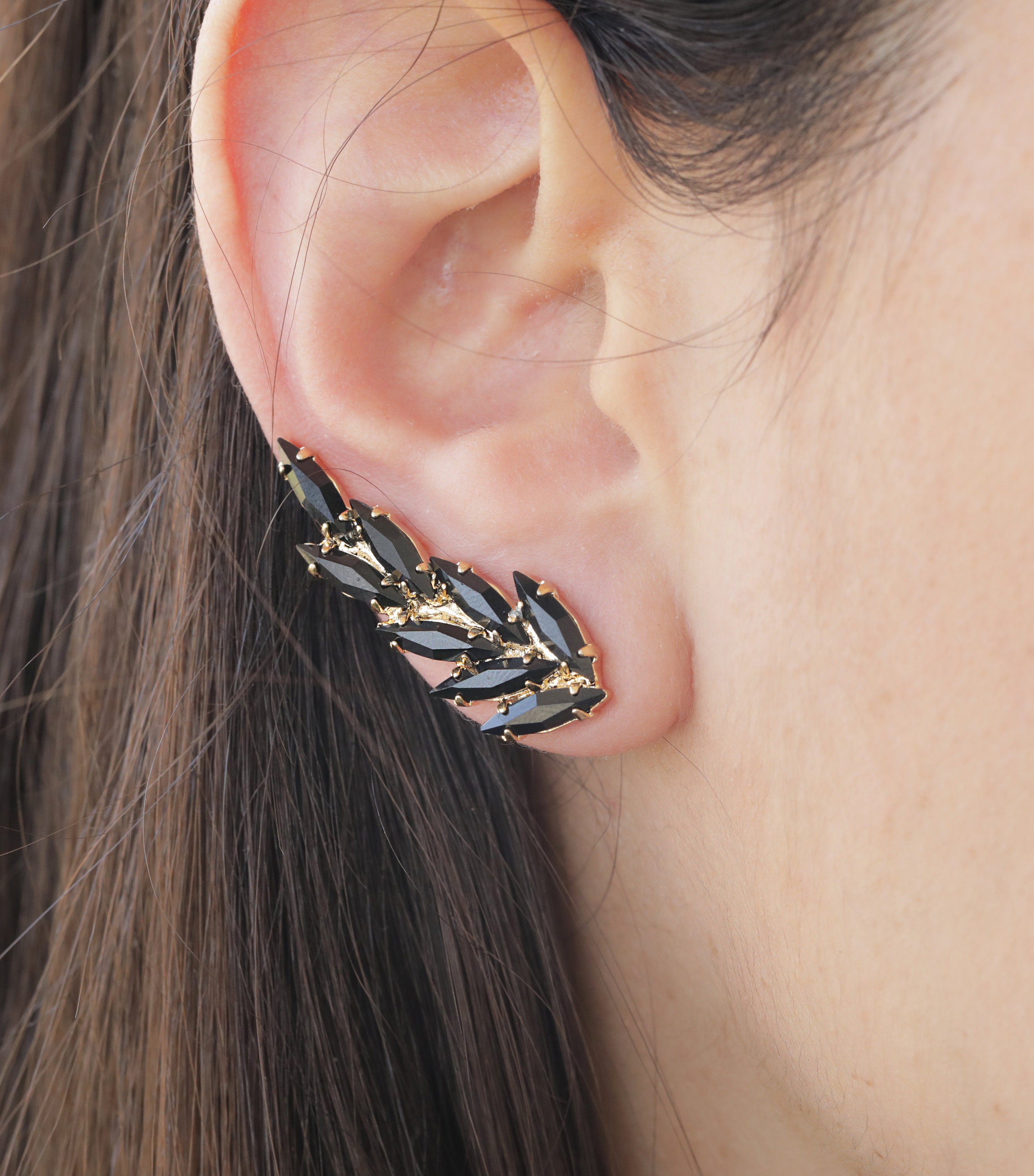 Emerald Green Ear Cuff Earrings Etsy