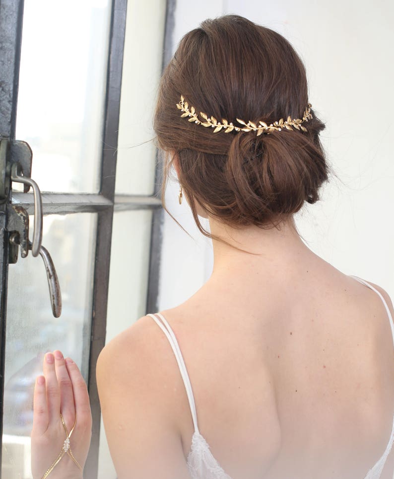 Leaf Gold Tiara Boho Bridal Headband Wedding Hair Etsy