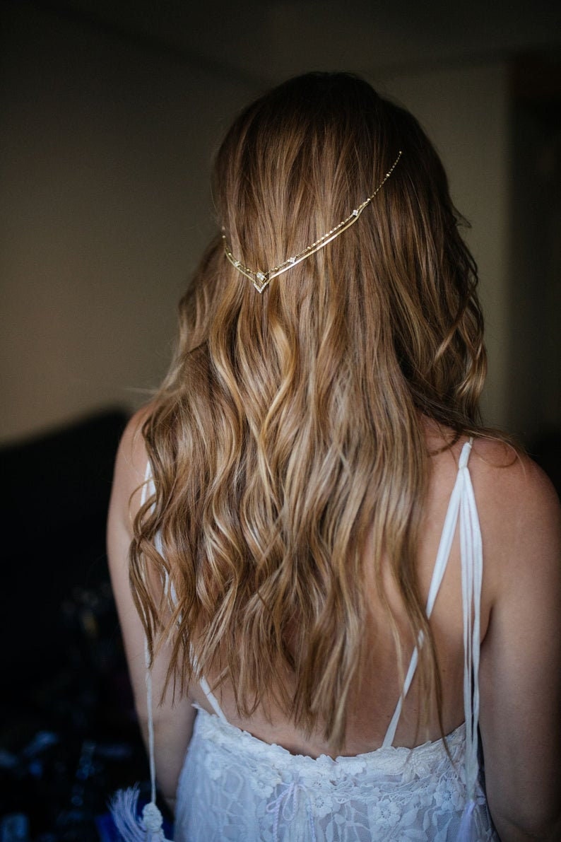 Bridal headpiece, wedding hair chain, boho headpiece