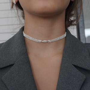 Crystal Choker Necklace ,Dainty Necklace, Bridal Necklace , Gift For Her,  Bridal crystals Necklace for Woman
