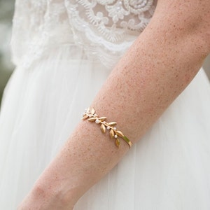 Gold Leaf bracelet, Gold bracelet, Cuff bracelet, Bridal bracelet, Wedding bracelet, Gold Leaf bracelet, Gold bracelet image 2