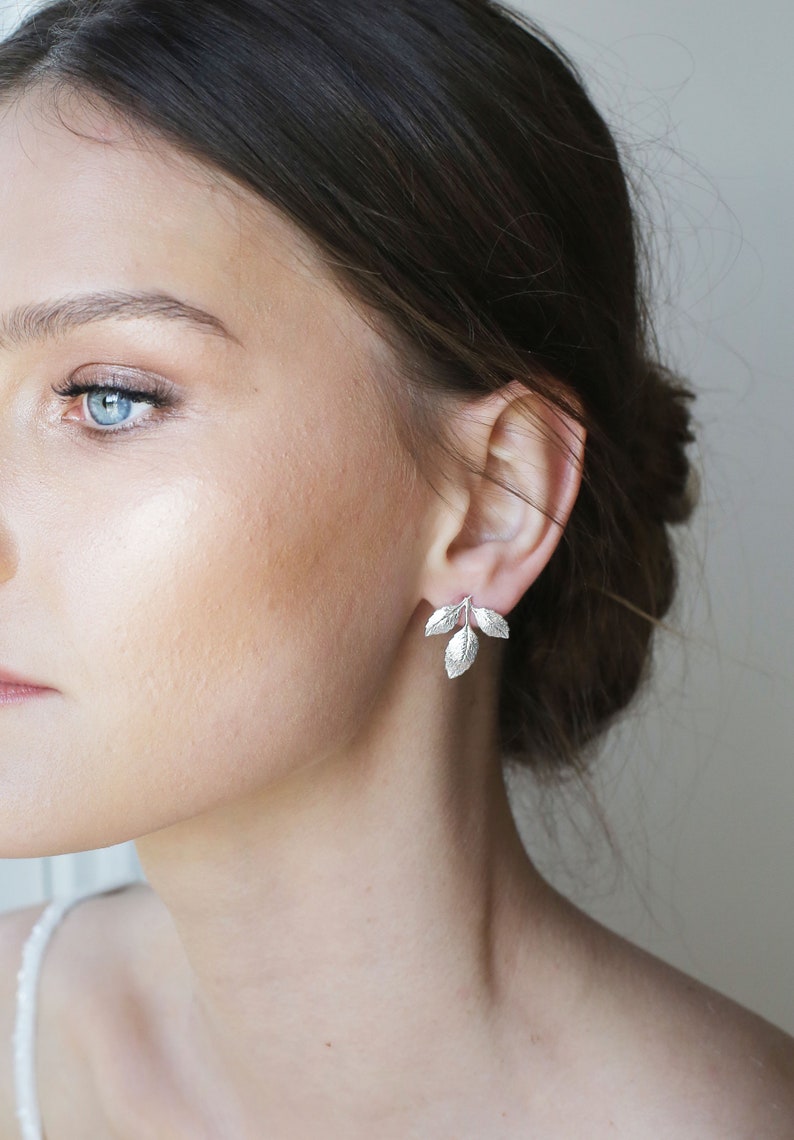 Silver leaf earrings Gold earrings Leaf earrings stud earrings simple stud earrings gold stud earrings