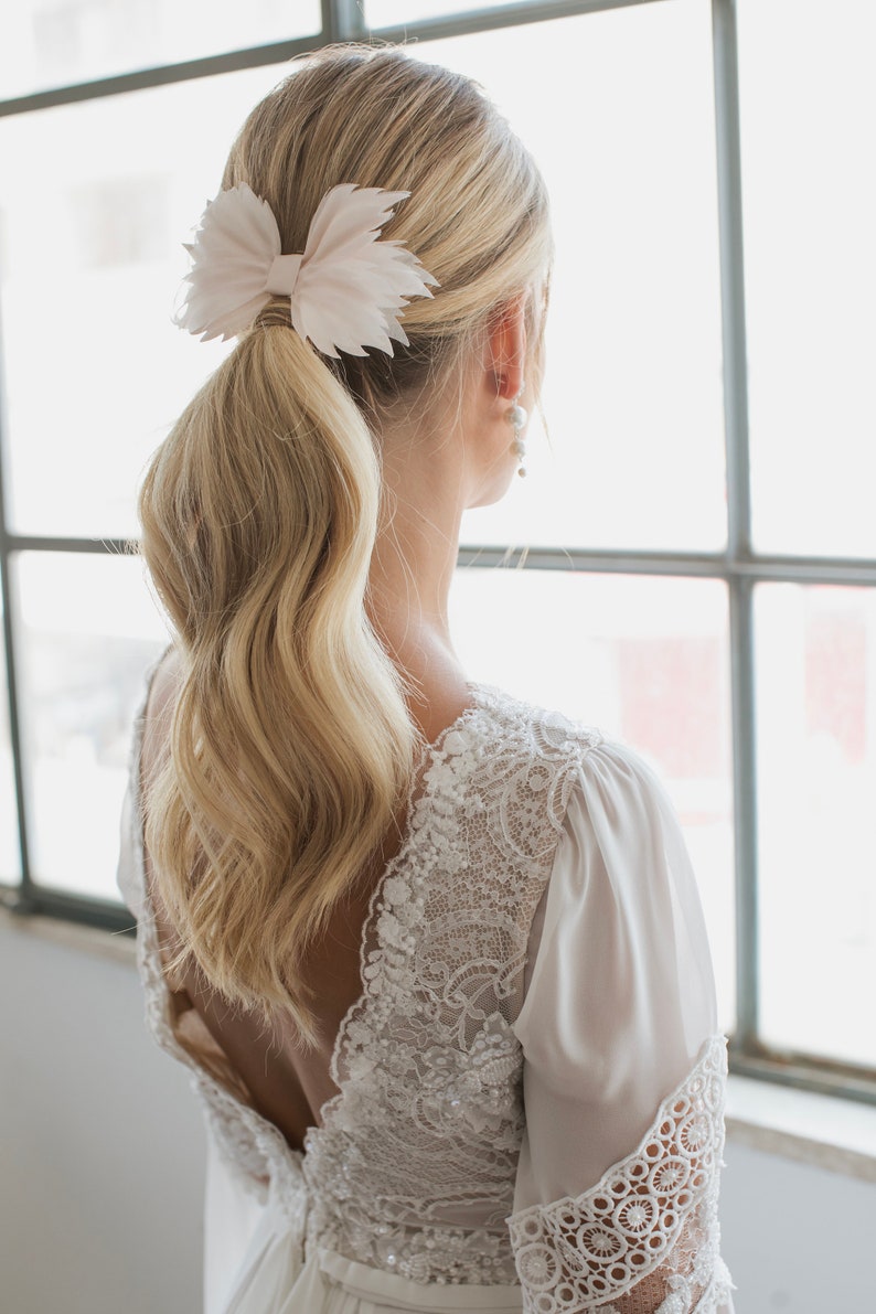 White / Powder Bow Bridal Big Bow Wedding Wedding | Etsy