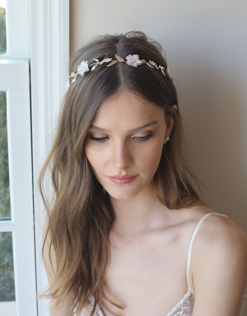 Bridal Headpiece Gentle Gold Wreath Wedding Headband Etsy