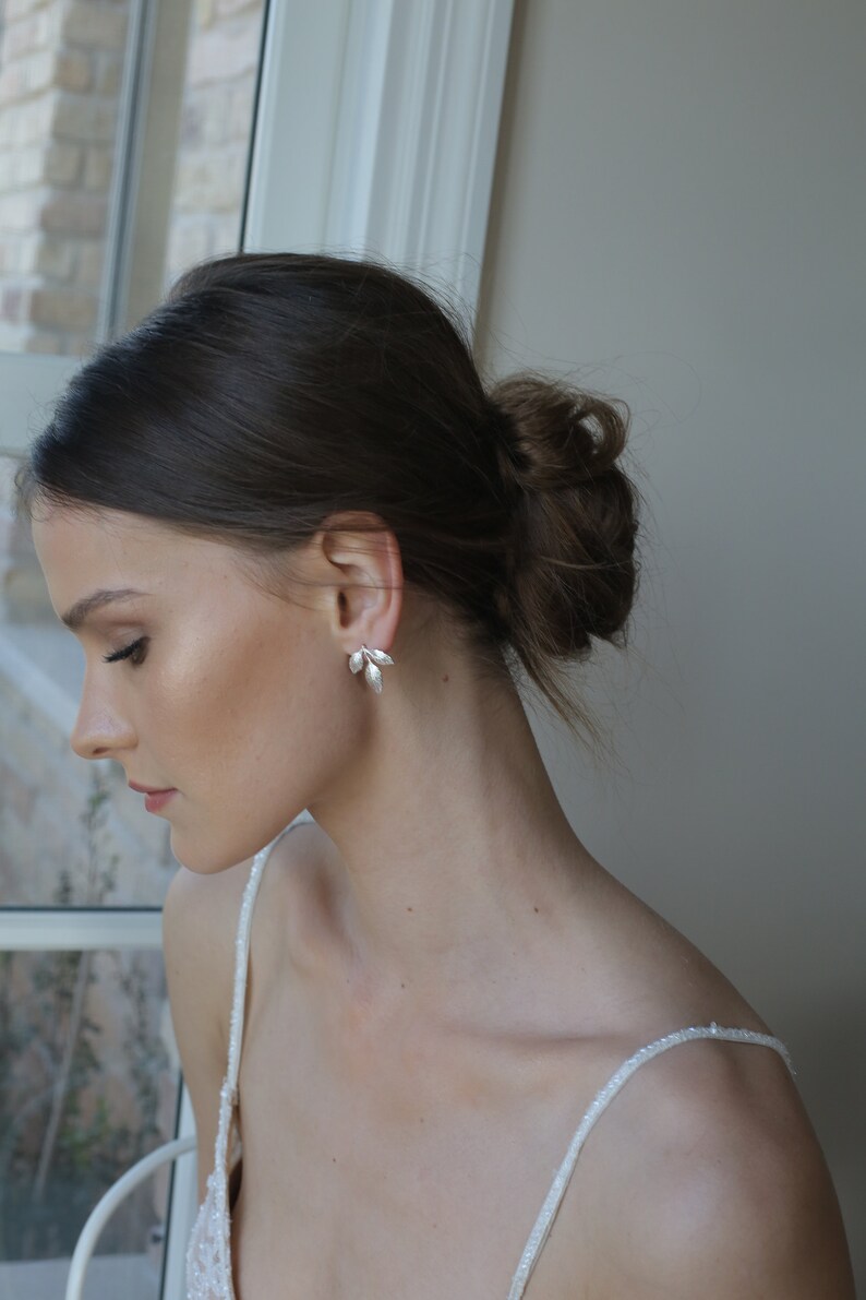 Silver leaf earrings Gold earrings Leaf earrings stud earrings simple stud earrings gold stud earrings