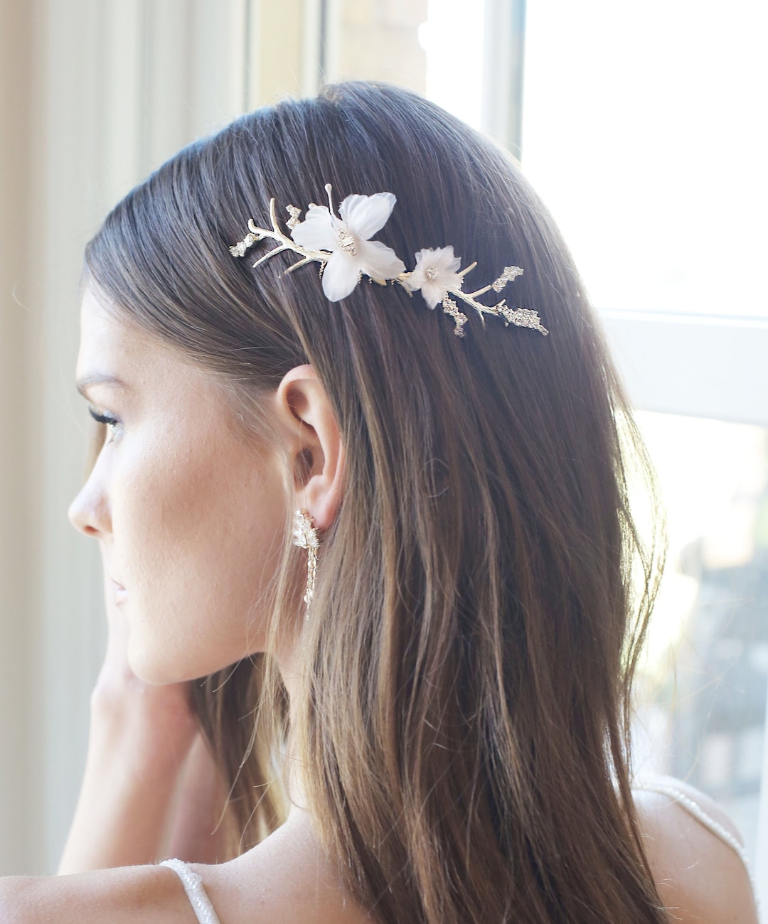 Bridal Gold Silk Flower Hair Pin Etsy