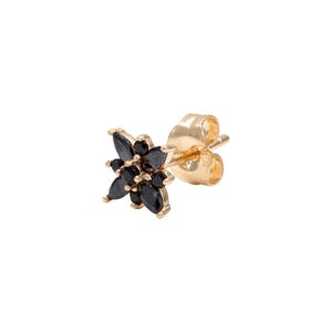 14 kt massief gouden enkele studoorbel – hoge kwaliteit zirkoon – zwart of wit – kraakbeen-, lob- of helixpiercing – minimalistische sieraden