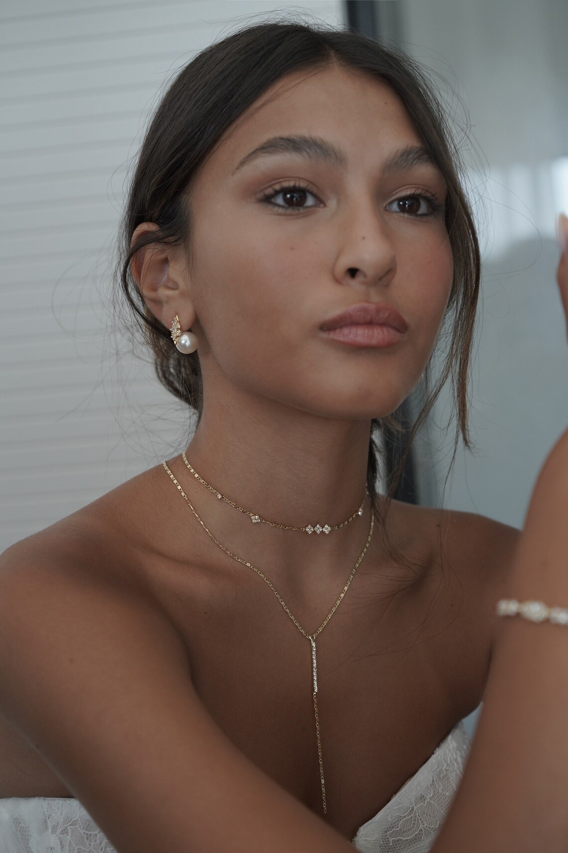 Bridal Y Necklace dainty Necklace Bridal Necklace Gift for Etsy