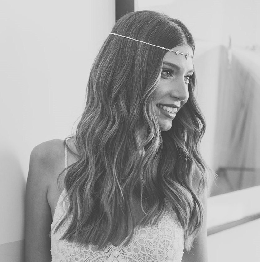 Boho Bridal Crystal Headband, Wedding Hair Chain - Etsy