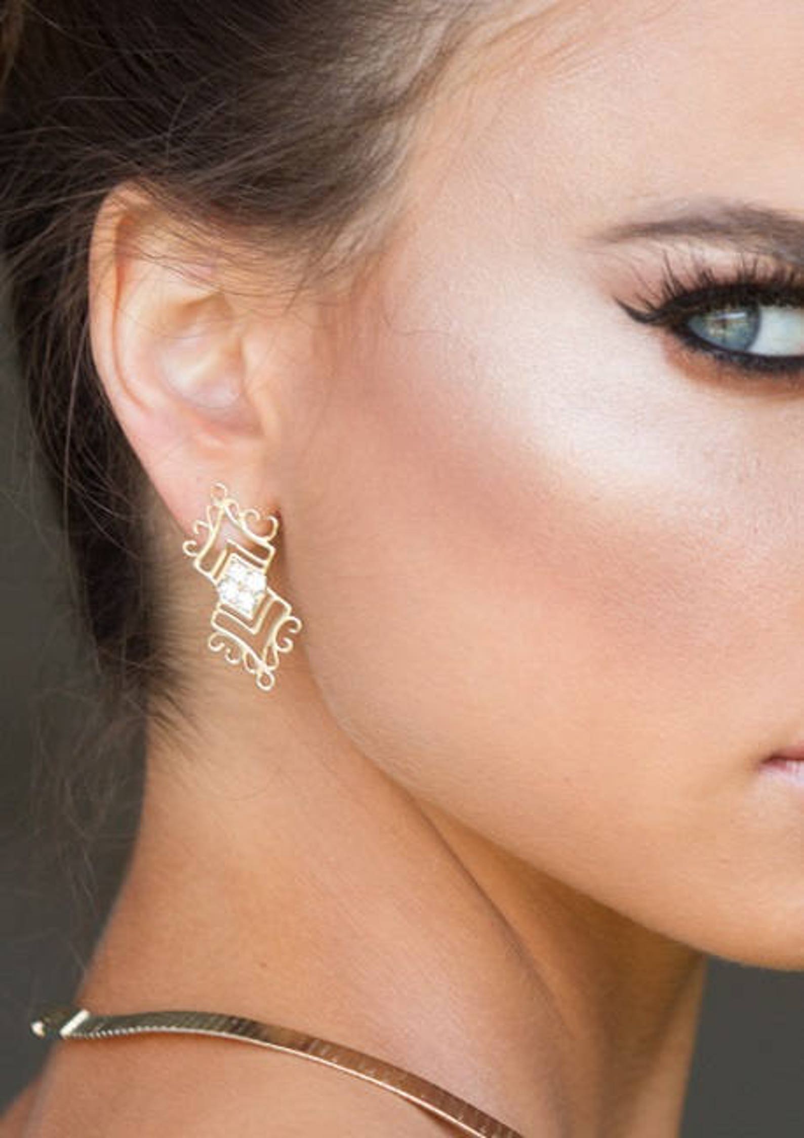 Long Bridal Earrings Statement Wedding Earring Swarovski Etsy