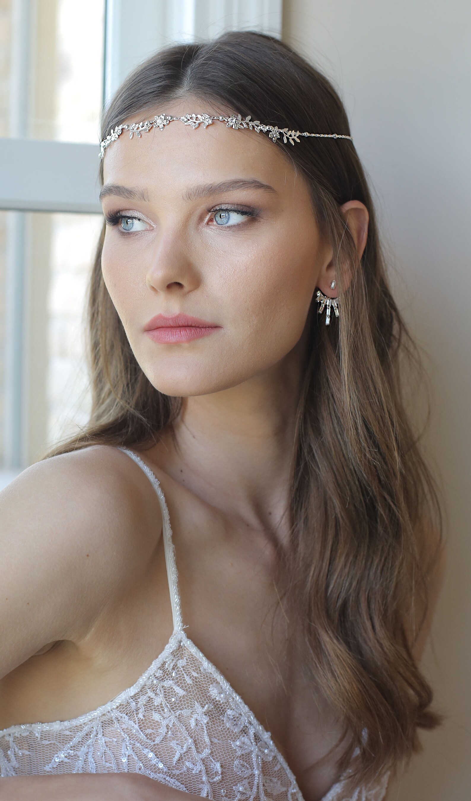 Bridal Ear Jacket Gold Ear Jacket Crystal Earjacket Silver Etsy