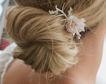 wedding Crystal & flower hair comb ,Bridal hair combs