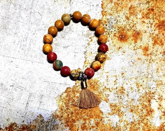 Red Creek Jasper Stretch Beaded Braclet. Natural stone. Beautiful.
