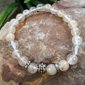 Yellow Citrine stone bead stretch bracelet, genuine natural stone, Boho Chic bracelet.