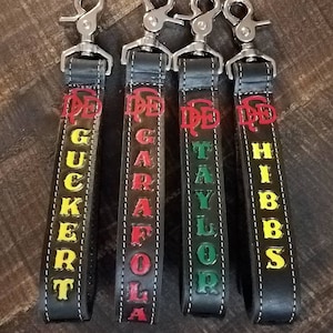 Firefighter Glove straps, *Customized,  Glove keepers, Leather Glove holders, Dallas Fire Dept, Custom Stamp or Logo included