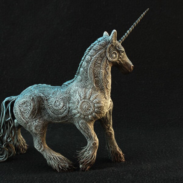 Unicorn Horse Skulpture Figurine Art Fantasy Animals new year, Christmas, year of the horse, holiday, interior decoration, gift