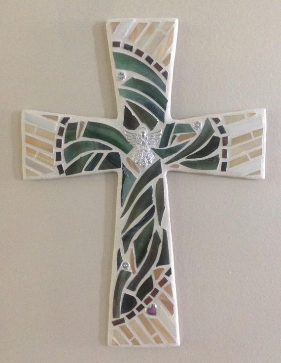 Decorative Wall Crosses Mosaic Cross Religious Unique Traditional Glass