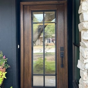 French NI-04 Slab Mahogany Wood and Iron Work Door, (unfinished  and not pre-hung) 36" X 80"