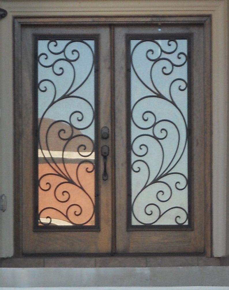 Wood Entry Door Gany Custom Wrought Iron Double Set Front Way Tuscan