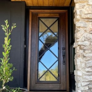 Mahogany Wood and Iron Entry Door: Modern French Design (36&quot; x 80&quot;)
