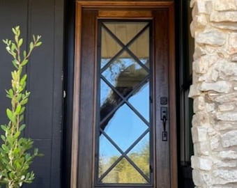 Mahogany Wood and Iron Entry Door: Modern French Design (36&quot; x 80&quot;)