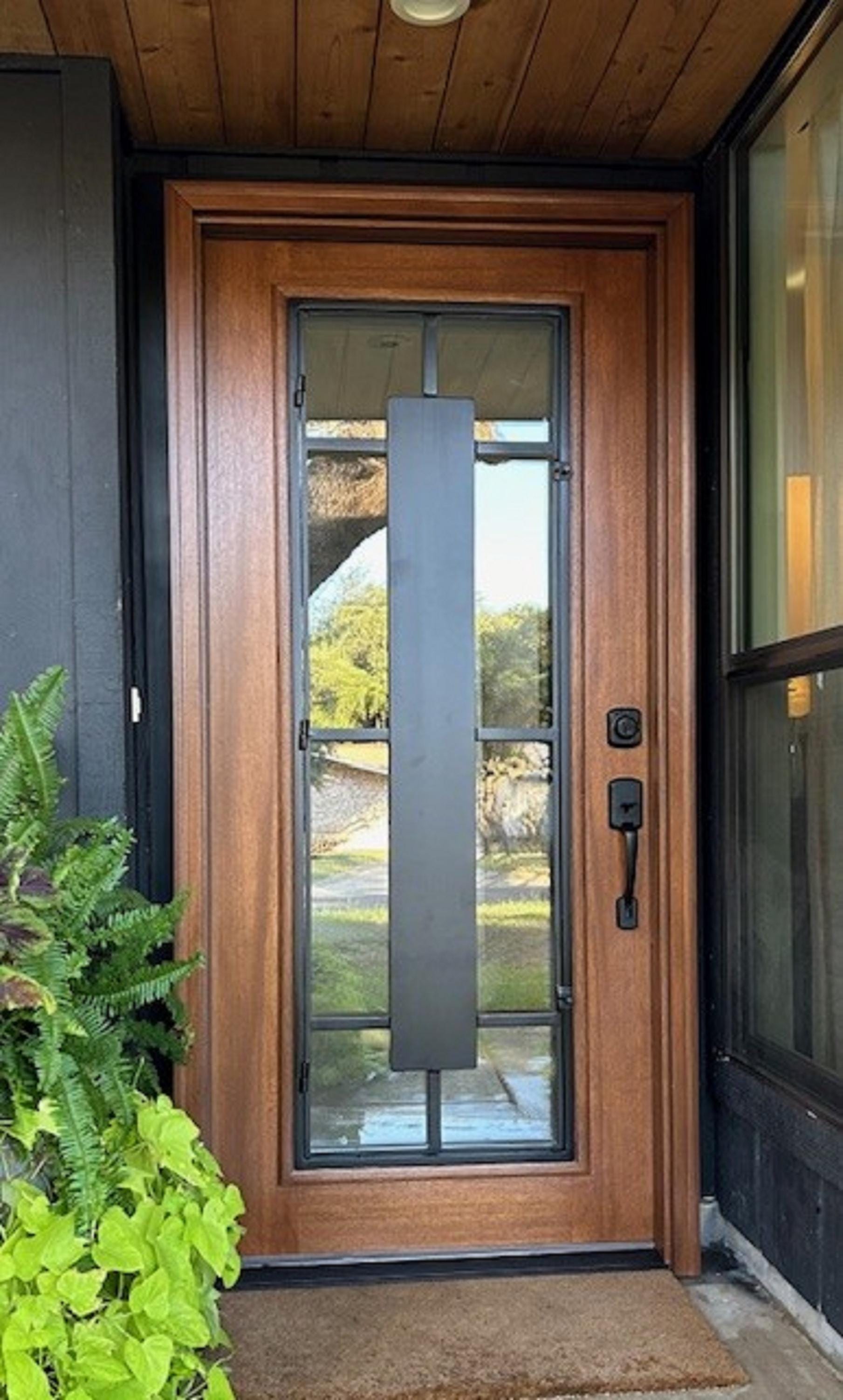 Modern MIN2 Pre-hung and Finished Mahogany Wood and Iron Front Door. - Etsy, image size:1809x3000