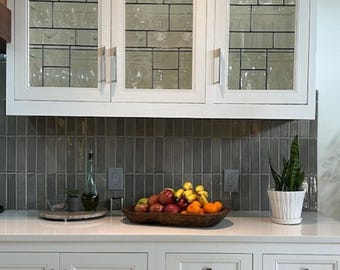 Custom Stained Glass ST-02 for Cabinets Doors with Pieces of Melted Glass Bottles