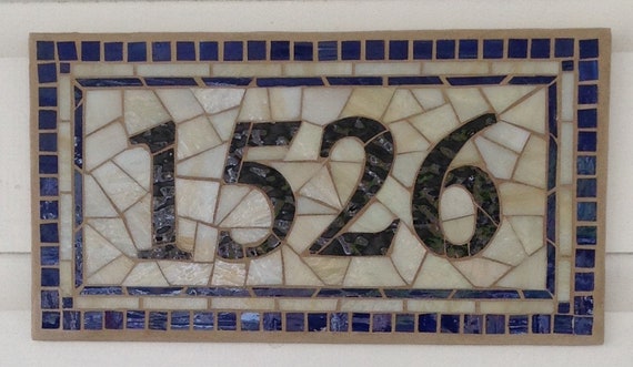 Mosaic House Numbers Stained Glass Plaque Mosaic House Numbers Stained Glass