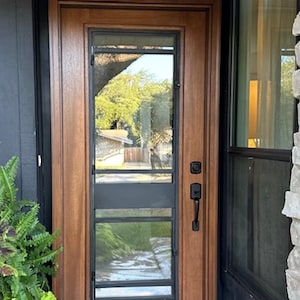 Modern TL-02 Pre-hung and Unfinished Mahogany Wood and Iron  Exterior Door.