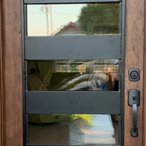Modern MO33 Pre-Hung and Unfinished Mahogany Wood and Iron Entry Door