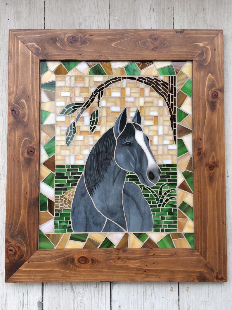 Horse Stained Glass Mosaic Horse Decor Mosaic Wall Etsy