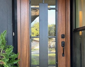 Modern Mahogany & Iron Entry Door: Pre-Hung, Tempered Glass (36&quot;x96&quot;)