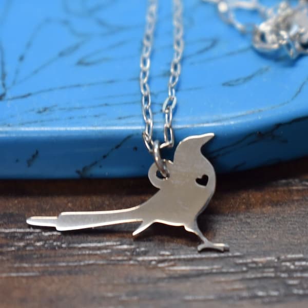Magpie Bird Necklace Engraving Pendant Sterling Silver Gold & Rose Gold Filled Jewelry Personalized Hand Buffed Pet Animal