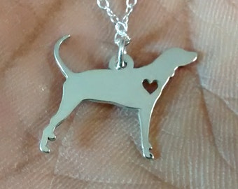 Coonhound Necklace - Dog Pendant - Sterling Silver Hand Buffed - Gold & Rose Gold Jewelry -  Pet Dog Jewelry - Charm