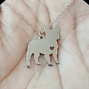 French Bulldog Necklace - Engraving Pendant - Sterling Silver Hand Buffed Charm - Gold & Rose Gold Filled Personalized Pet Dog Jewelry Gift