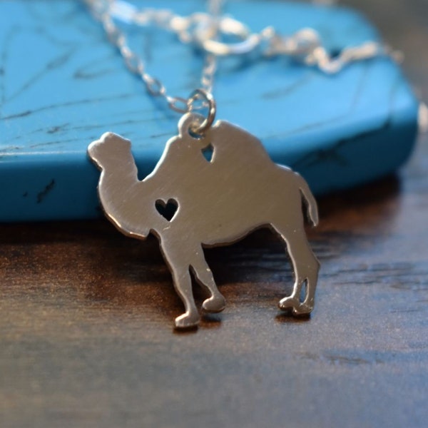 Bactrian Camel  Necklace Engraving Pendant Sterling Silver Charm Gold & Rose Gold Filled Personalized Pet Animal Hand Buffed Jewelry Gift