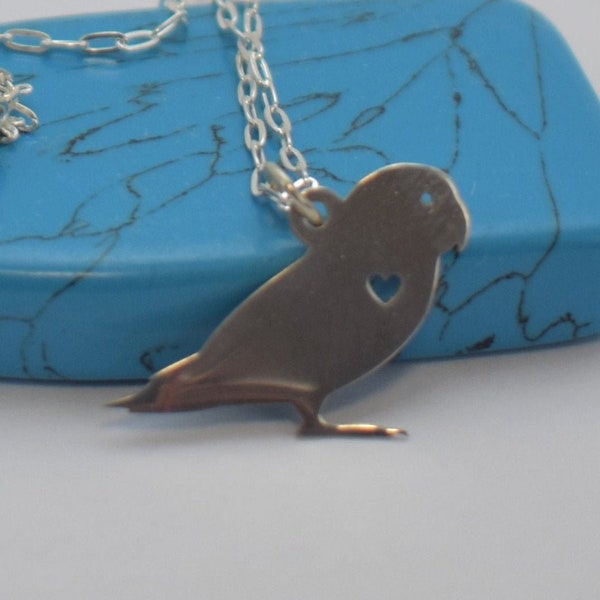 Parakeet Necklace Engrave Pendant Sterling Silver Jewelry Gold & Rose Gold Filled Personalized Pet JHand Buffed Animal Charm