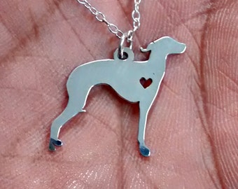 Italian Greyhound Necklace - Engraving Pendant - Sterling Silver Charm - Gold & Rose Gold Filled Jewelry - Personalized Pet Hand Buffed Dog