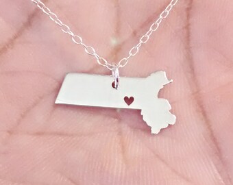 Engrave Gold Rose Gold Sterling Silver Jewelry Massachusetts Necklace