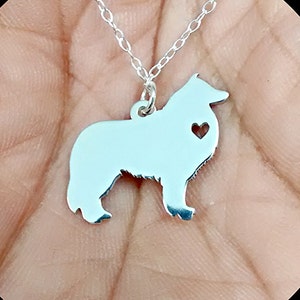 Border Collie Necklace - Engraved Charm - Sterling Silver Jewelry - Gold & Rose Gold Filled Pendant -Personalized Pet -Hand Buffed Dog Gift