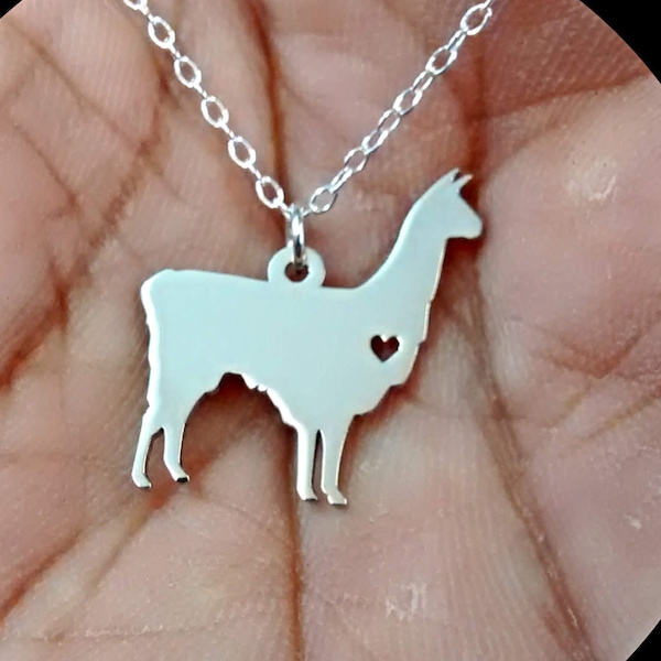 Engraved Llama Necklace: Sterling Silver, Gold & Rose Gold Filled