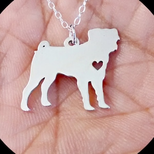 Pug Necklace Engrave Sterling Silver Pendant Gold & Rose Gold Filled Hand Buffed  Personalized Dog Pet Jewelry Charm Stainless Steel Gift