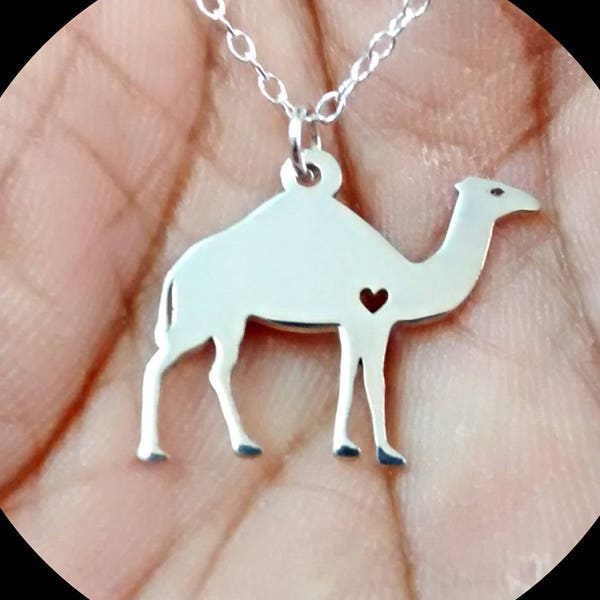 Camel Necklace Engrave Pendant Sterling Silver Jewelry Gold & Rose Gold Filled Personalized Pet Desert Animal Pet Charm Gift