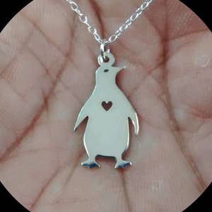 Penguin Necklace Engrave Pendant Sterling Silver Jewelry Gold & Rose Gold Filled Personalized  Hand Buffed Stainless Steel Animal Bird Charm