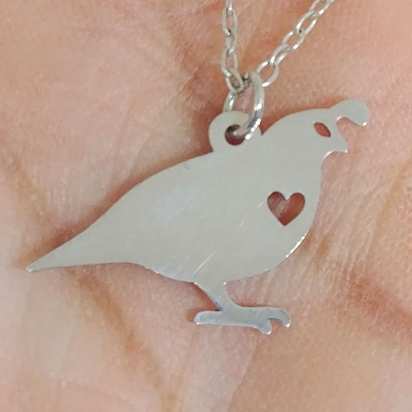 Quail Necklace Engrave Bird Pendant Sterling Silver Jewelry Gold & Rose Gold Filled Personalized Hand Buffed Animal Charm