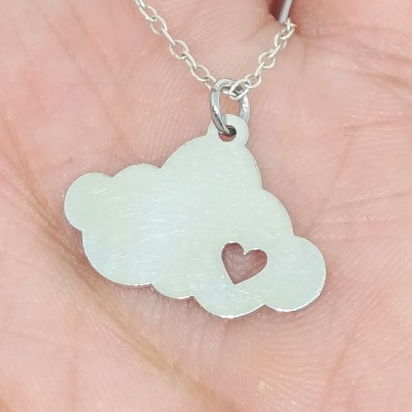 Cloud Necklace - Engrave Pendant - Sterling Silver - Gold & Rose Gold Filled Jewelry - Personalized Hand Buffed Charm - Stainless Steel