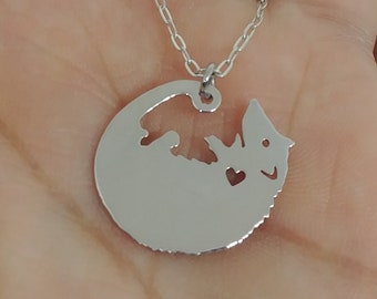 Sterling Silver Opossum Necklace – Engraved Possum Charm, Personalized Jewelry